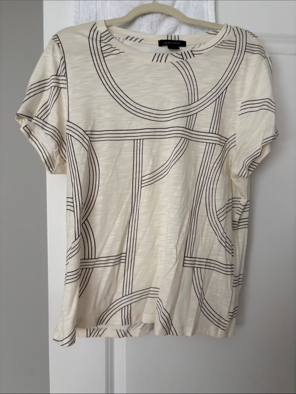 Sanctuary Ivory Tee with Black Geometric Lines